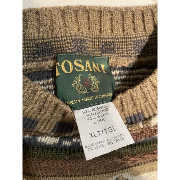 Vintage Tosani Coogi Style 3D Knit Sweater Pull Over Made in Canada Men’s XLT - Picture 4 of 8